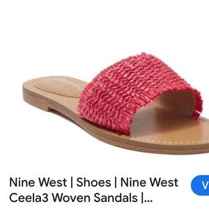 Nine West CEELA3 Woven Raffia Slide Sandals Fuchsia Pink Size 9